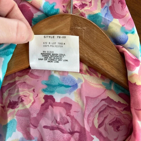 Vintage Floral Dress Size M/L Pink Pockets Modest 80s 90s Day Dress - Picture 5 of 6